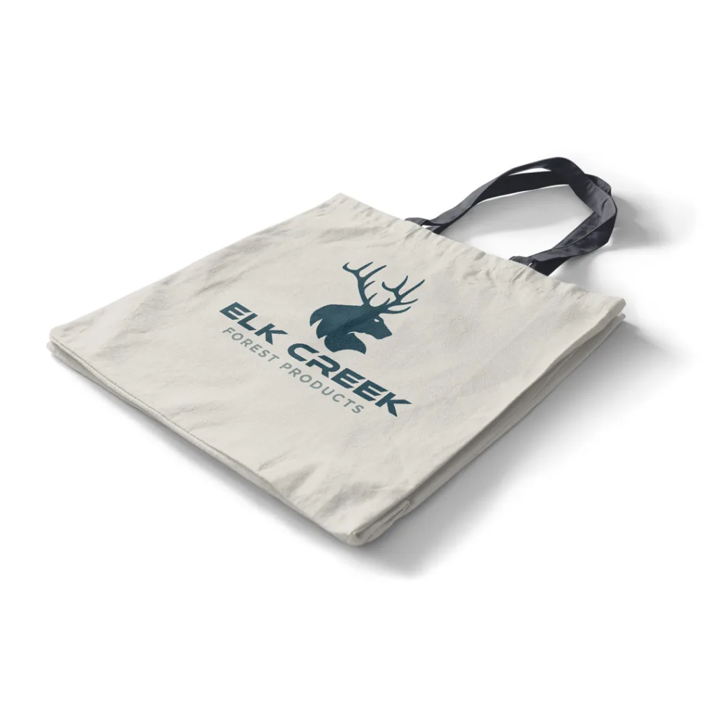 tote bag with elck creek forest product logo